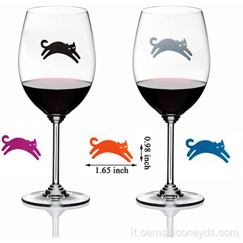Indicatori di bevande in silicone Charms Vino Charms Identificatore di vetro del vino